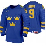 Maillot Hockey Suecia Adrian Kempe Exterieur 2020 Iihf World Junior Championships Bleu