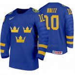 Maillot Hockey Suecia Alexander Holtz Exterieur 2020 Iihf World Junior Championship Bleu