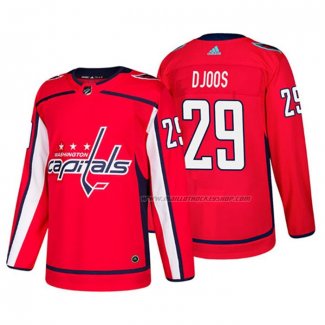 Maillot Hockey Washington Capitals Christian Djoos Domicile Authentique Joueur Rouge