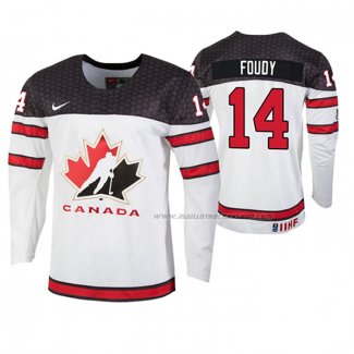 Maillot Hockey Canada Jean Luc Foudy 2019 Hlinka Gretzky Cup Blanc