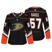 Maillot Hockey Femme Anaheim Ducks Rickard Rakell Authentique Joueur Noir