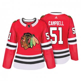 Maillot Hockey Femme Chicago Blackhawks Brian Campbell Authentique Joueur Rouge