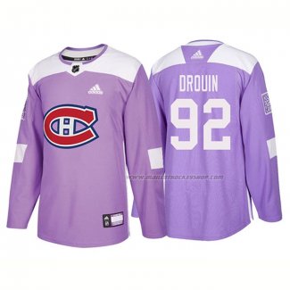 Maillot Hockey Montreal Canadiens Jonathan Drouin Authentique 2018 Fights Cancer Volet