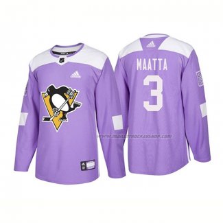 Maillot Hockey Pittsburgh Penguins Olli Maatta Authentique 2018 Fights Cancer Volet