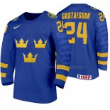 Maillot Hockey Suecia Hugo Gustafsson Exterieur 2020 Iihf World Junior Championship Bleu