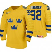 Maillot Hockey Suecia Oskar Lindblom Domicile 2020 Iihf World Jaune