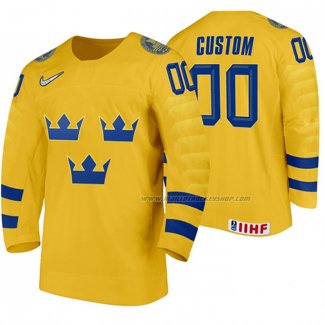 Maillot Hockey Suecia Personnalise Domicile 2020 Iihf World Jaune