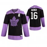 Maillot Hockey Toronto Maple Leafs Mitch Marner 2019 Fights Cancer Noir