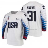 Maillot Hockey USA Brandon Maxwell 2018 Olympic Blanc