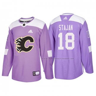 Maillot Hockey Calgary Flames Matt Stajan 2018 Fights Cancer Volet