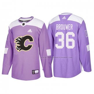 Maillot Hockey Calgary Flames Troy Brouwer 2018 Fights Cancer Volet