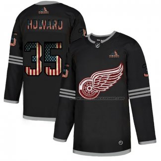 Maillot Hockey Detroit Red Wings Jimmy Howard 2020 USA Flag Noir