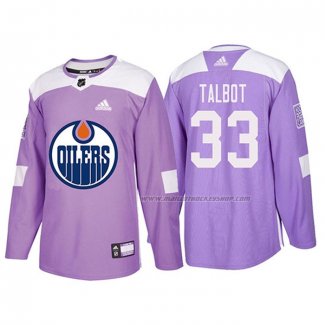 Maillot Hockey Edmonton Oilers Cam Talbot 2018 Fights Cancer Volet