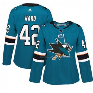 Maillot Hockey Femme San Jose Sharks Joel Ward Authentique Joueur Vert