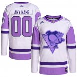 Maillot Hockey Pittsburgh Penguins Personnalise Fights Cancer Authentique Blanc Volet