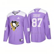 Maillot Hockey Pittsburgh Penguins Sidney Crosby Authentique 2018 Fights Cancer Volet