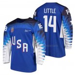 Maillot Hockey USA Broc Little 2018 Olympic Bleu2