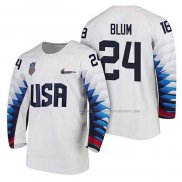 Maillot Hockey USA Jonathon Blum 2018 Olympic Blanc