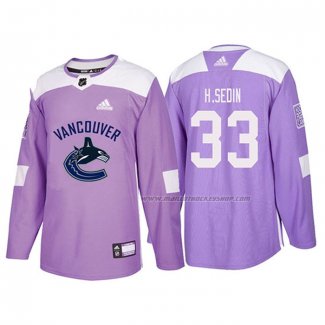 Maillot Hockey Vancouver Canucks Henrik Sedin 2018 Fights Cancer Volet