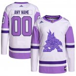 Maillot Hockey Arizona Coyotes Personnalise Fights Cancer Authentique Blanc Volet