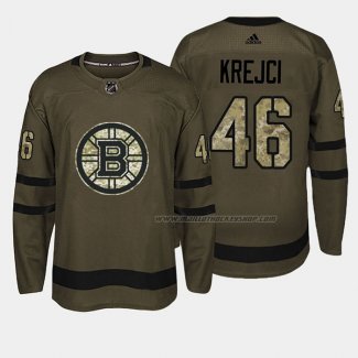 Maillot Hockey Boston Bruins David Krejci 2018 Salute To Service Vert Militar