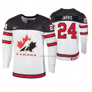 Maillot Hockey Canada Seth Jarvis 2019 Hlinka Gretzky Cup Blanc