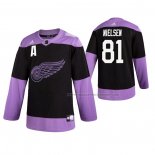 Maillot Hockey Detroit Red Wings Frans Nielsen 2019 Fights Cancer Noir