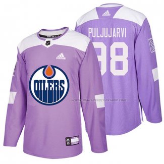 Maillot Hockey Edmonton Oilers Jesse Puljujarvi 2018 Fights Cancer Volet