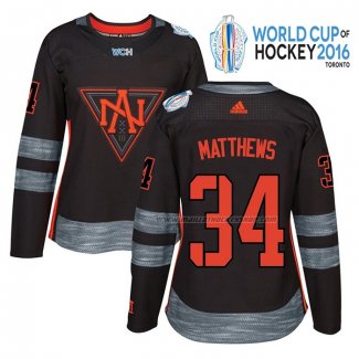 Maillot Hockey Femme America del Norte Auston Matthews Premier 2016 World Cup Noir