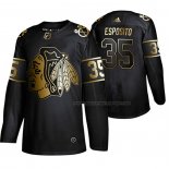 Maillot Hockey Golden Edition Chicago Blackhawks Tony Esposito Retired Joueur Authentique Noir