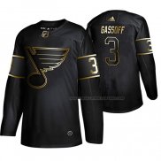 Maillot Hockey Golden Edition St. Louis Blues Bob Gassoff Retired Joueur Authentique Noir