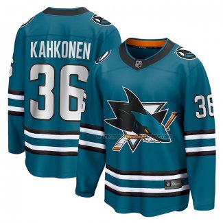 Maillot Hockey San Jose Sharks Kaapo Kahkonen Domicile Breakaway Vert