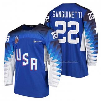 Maillot Hockey USA Bobby Sanguinetti 2018 Olympic Bleu2