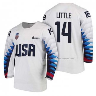 Maillot Hockey USA Broc Little 2018 Olympic Blanc