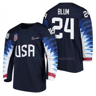 Maillot Hockey USA Jonathon Blum 2018 Olympic Bleu