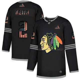 Maillot Hockey Chicago Blackhawks Duncan Keith 2020 USA Flag Noir