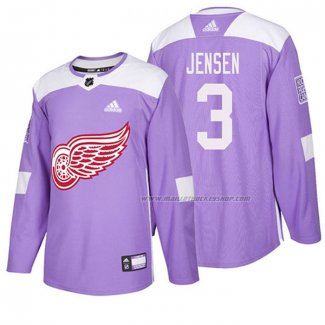 Maillot Hockey Detroit Red Wings Nick Jensen 2018 Fights Cancer Volet