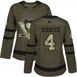 Maillot Hockey Femme Pittsburgh Penguins Justin Schultz 2018 Salute To Service Vert Militar