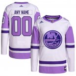 Maillot Hockey New York Islanders Personnalise Fights Cancer Authentique Blanc Volet