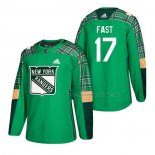 Maillot Hockey New York Rangers Jesper Fast 2018 Dia de San Patricio Vert