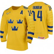 Maillot Hockey Suecia Mattias Ekholm Domicile 2020 Iihf World Jaune