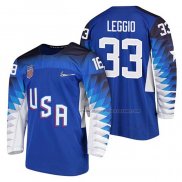 Maillot Hockey USA David Leggio 2018 Olympic Bleu2