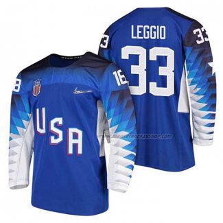 Maillot Hockey USA David Leggio 2018 Olympic Bleu2