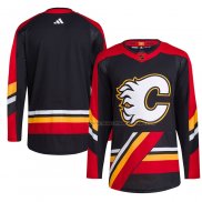 Maillot Hockey Calgary Flames Reverse Retro Authentique Blank Noir