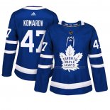 Maillot Hockey Femme Toronto Maple Leafs Leo Komarov Domicile Authentique Joueur Bleu