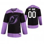 Maillot Hockey New Jersey Devils Personnalise Fights Cancer Noir