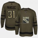 Maillot Hockey New York Rangers Ondrej Pavelec 2018 Salute To Service Vert Militar