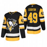 Maillot Hockey Pittsburgh Penguins Michael Leighton Domicile Authentique Joueur Noir