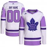 Maillot Hockey Toronto Maple Leafs Personnalise Fights Cancer Authentique Blanc Volet