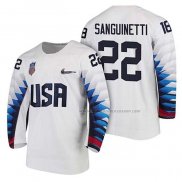 Maillot Hockey USA Bobby Sanguinetti 2018 Olympic Blanc